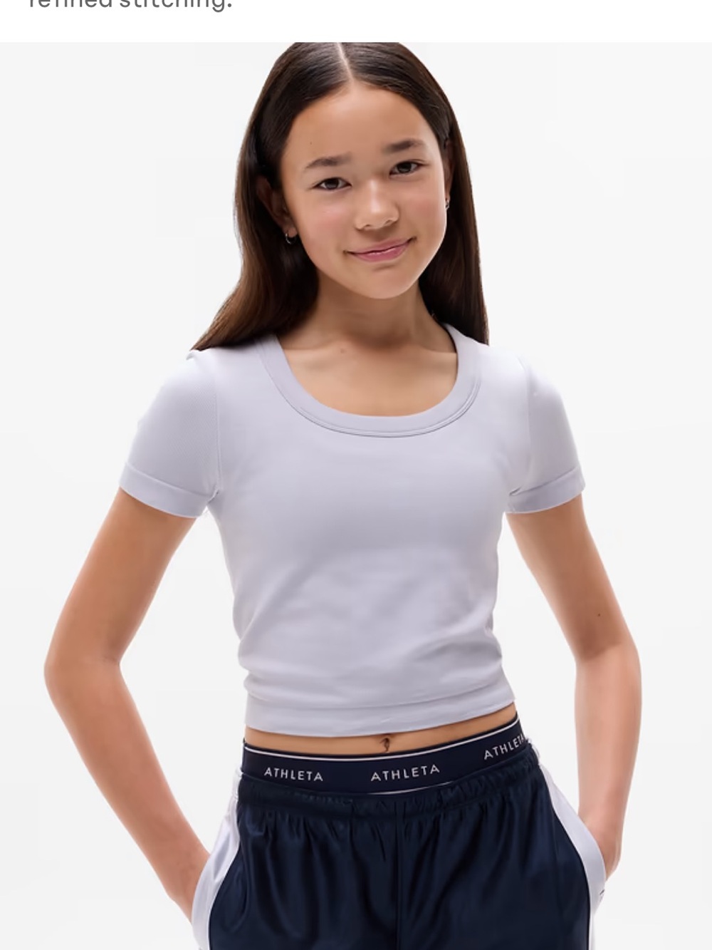 Athleta Girls' Rise Above Rib Scoop Tee Light Purple Dove Current!